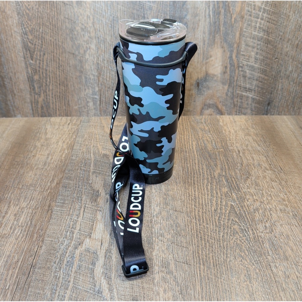 The Loud Cup & Lanyard Camo Grey Camouflage Noise Making Tumbler